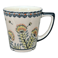 A picture of a Polish Pottery Zaklady 14 oz. Tulip Mug (Dandelions) | Y1920-DU201 as shown at PolishPotteryOutlet.com/products/14-oz-tulip-mug-dandelions-y1920-du201