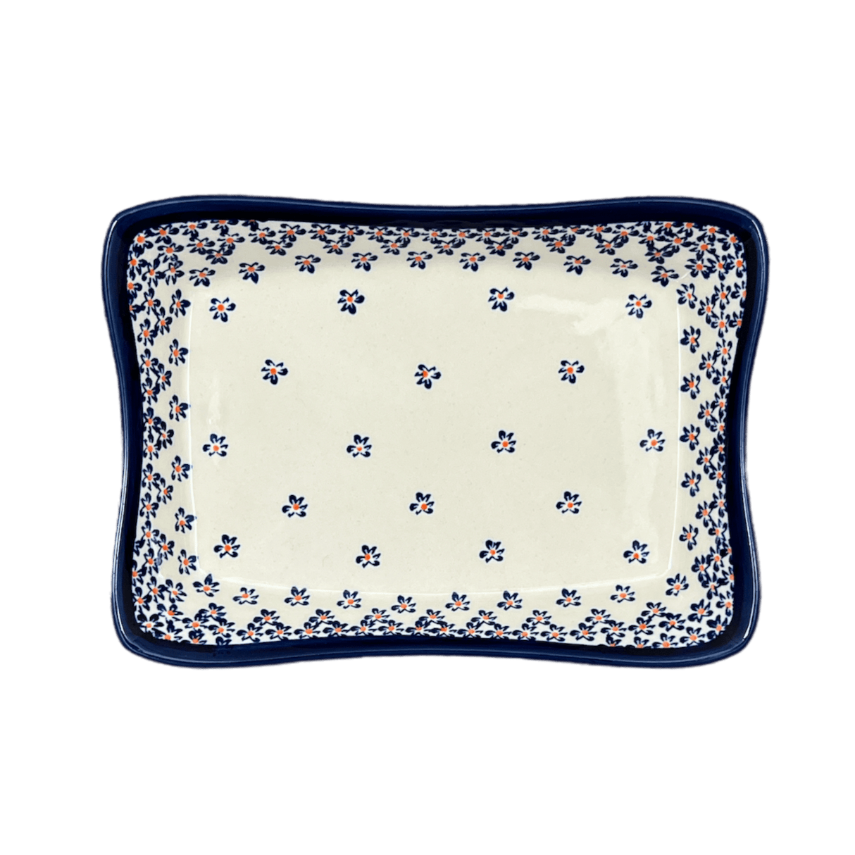 Serving Dish, Angular, 10" x 7" in "Falling Blue Daisies" by Zaklady | Y1935A-A882A