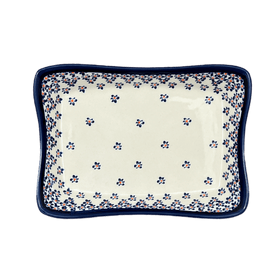 Polish Pottery Angular Serving Dish (Falling Blue Daisies) | Y1935A-A882A Additional Image at PolishPotteryOutlet.com