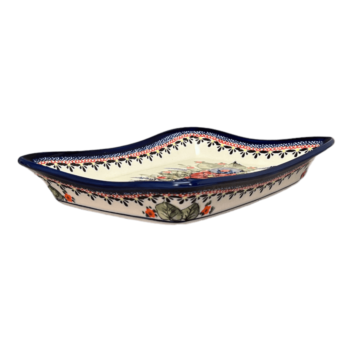 Serving Dish, Angular, 10" x 7" in "Butterfly Bouquet" by Zaklady | Y1935A-ART149