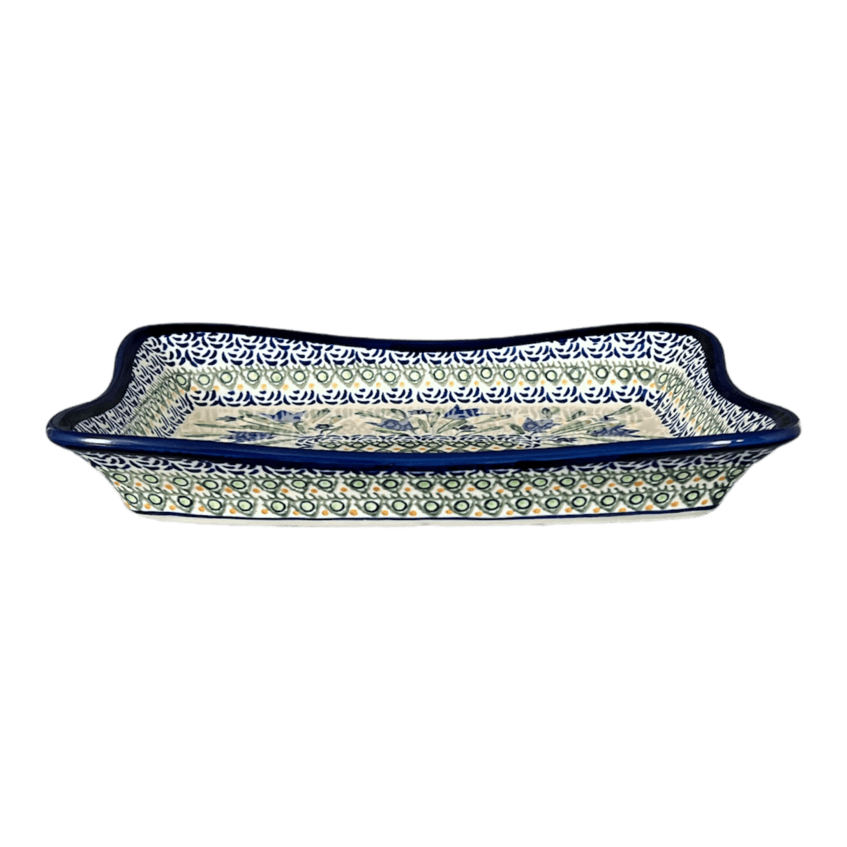 Serving Dish, Angular, 10" x 7" in "Blue Tulips" by Zaklady | Y1935A-ART160