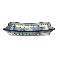 A picture of a Polish Pottery Zaklady Angular Serving Dish (Julie's Garden) | Y1935A-ART165 as shown at PolishPotteryOutlet.com/products/angular-serving-dish-julies-garden-y1935a-art165