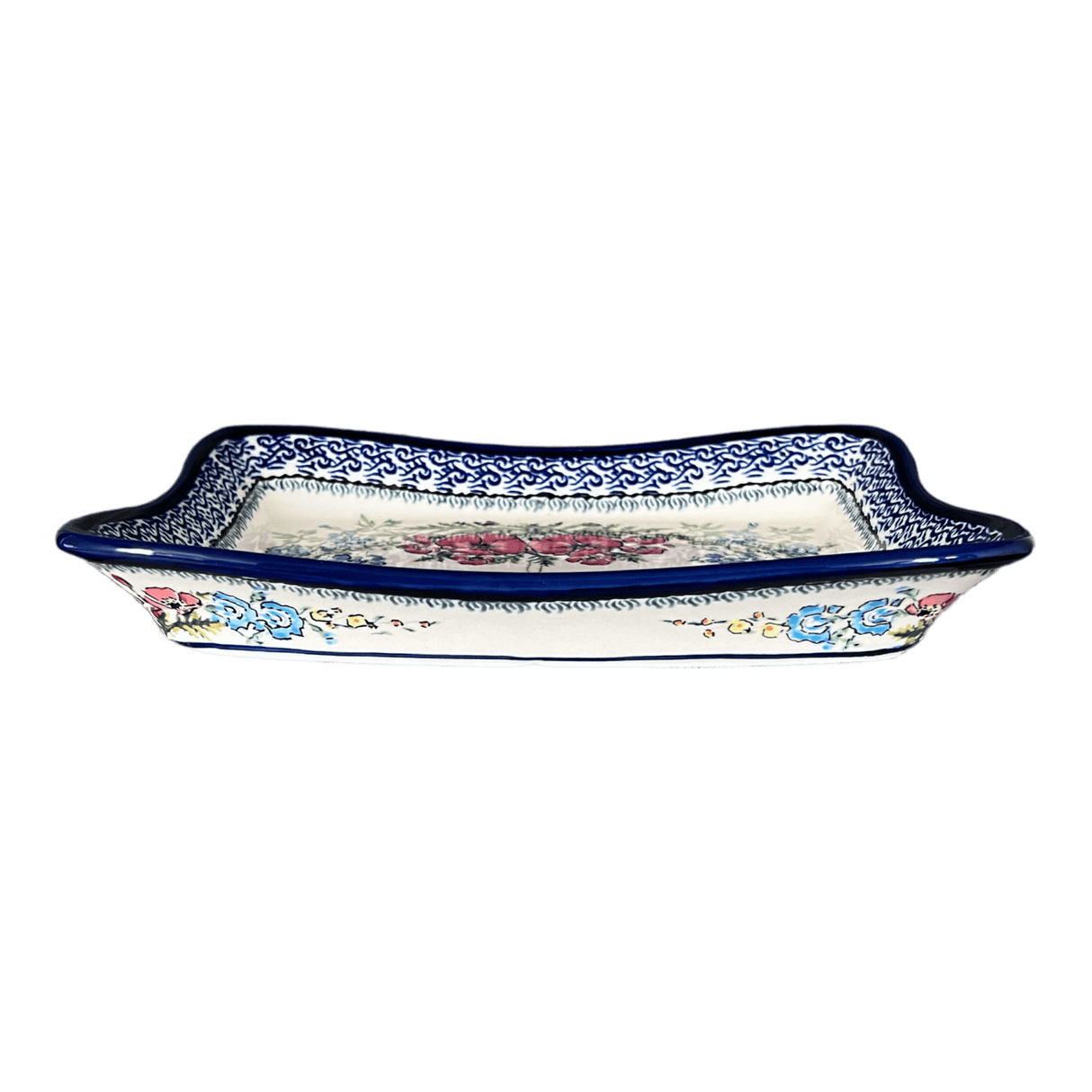 Serving Dish, Angular, 10" x 7" in "Floral Crescent" by Zaklady | Y1935A-ART237