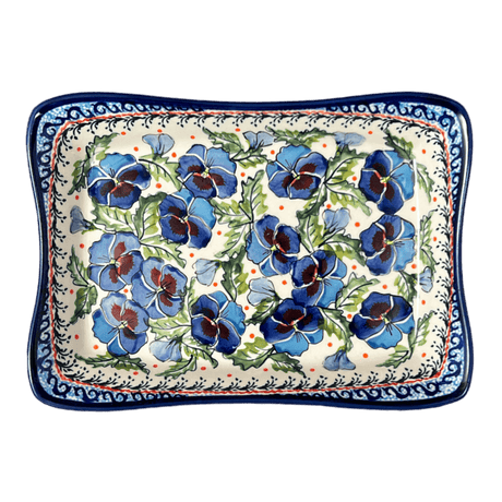 Serving Dish, Angular, 10" x 7" in "Pansies in Bloom" by Zaklady | Y1935A-ART277