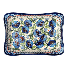 Polish Pottery Zaklady Angular Serving Dish (Pansies in Bloom) | Y1935A-ART277 Additional Image at PolishPotteryOutlet.com