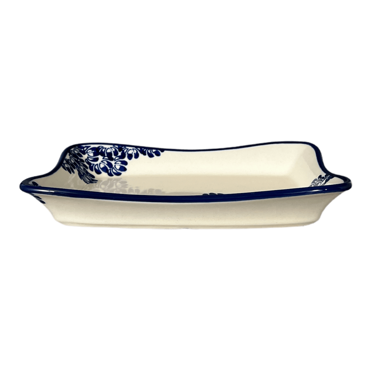 Serving Dish, Angular, 10" x 7" in "Blue Floral Vines" by Zaklady | Y1935A-D1210A