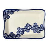 Serving Dish, Angular, 10" x 7" in "Blue Floral Vines" by Zaklady | Y1935A-D1210A