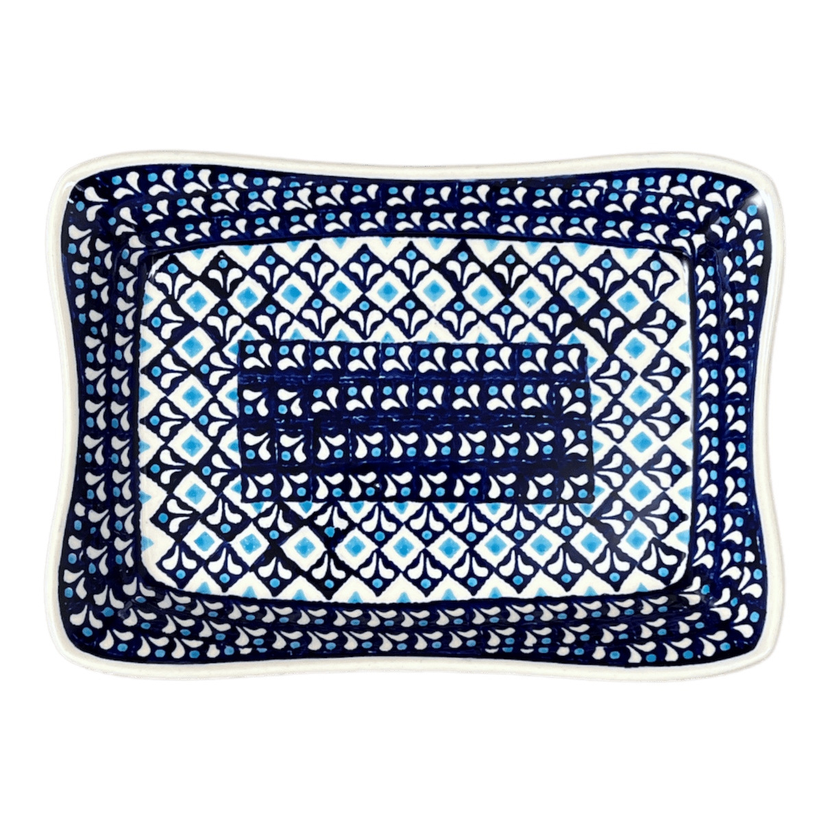 Serving Dish, Angular, 10" x 7" in "Mosaic Blues" by Zaklady | Y1935A-D910