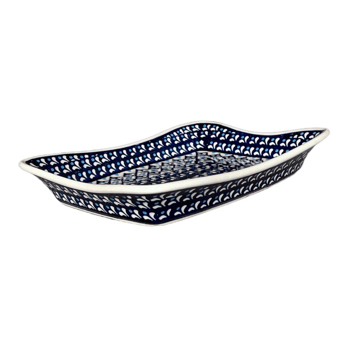 Serving Dish, Angular, 10" x 7" in "Mosaic Blues" by Zaklady | Y1935A-D910