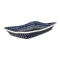 A picture of a Polish Pottery Angular Serving Dish (Mosaic Blues) | Y1935A-D910 as shown at PolishPotteryOutlet.com/products/angular-serving-dish-mosaic-blues-y1935a-d910