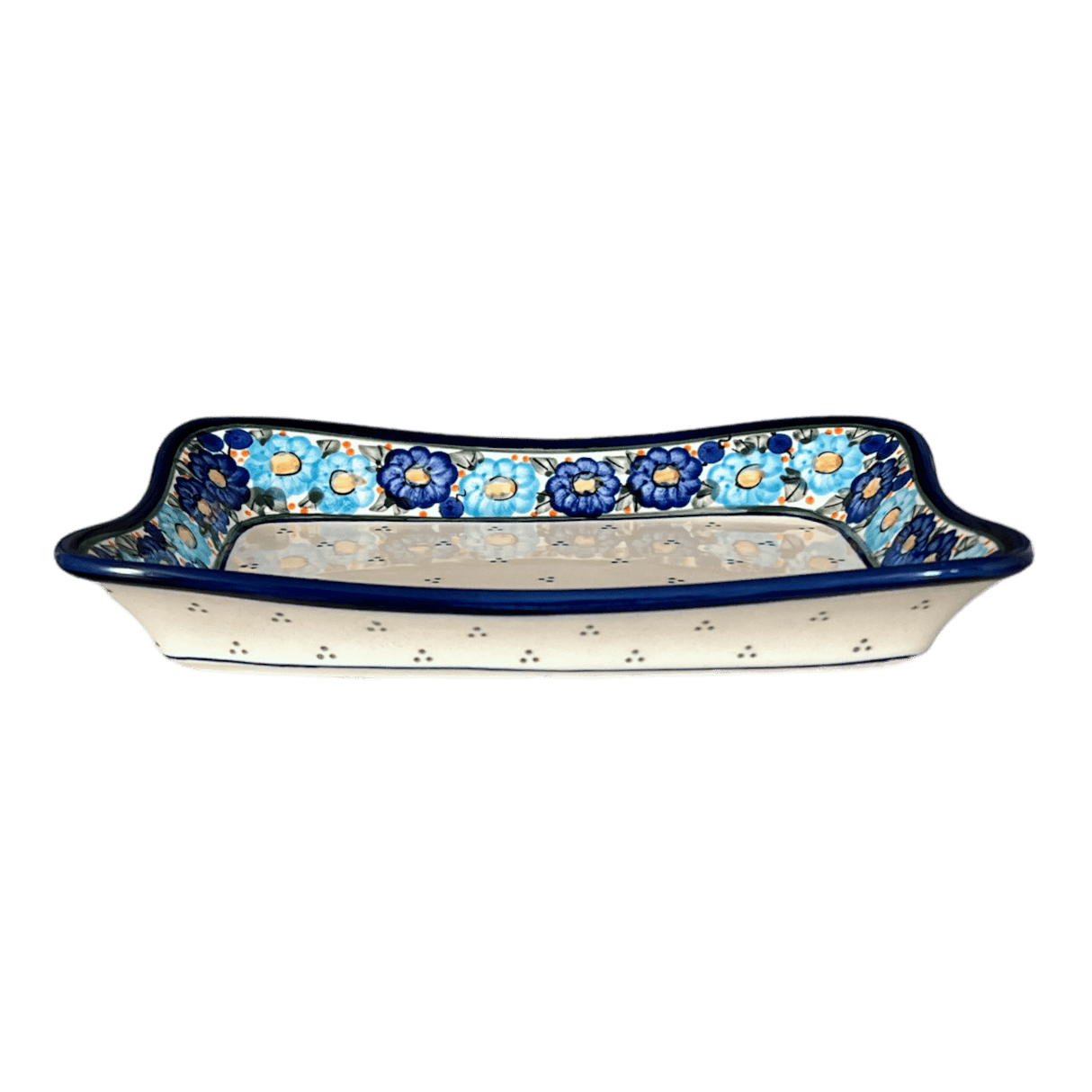 Serving Dish, Angular, 10" x 7" in "Garden Party Blues" by Zaklady | Y1935A-DU50