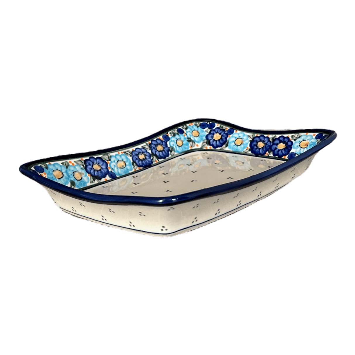 Serving Dish, Angular, 10" x 7" in "Garden Party Blues" by Zaklady | Y1935A-DU50