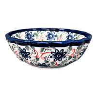 A picture of a Polish Pottery Zaklady 6" Blossom Bowl (Swirling Flowers) | Y1945A-A1197A as shown at PolishPotteryOutlet.com/products/6-daisy-bowl-swirling-flowers-y1945a-a1197a