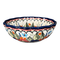 A picture of a Polish Pottery 6" Blossom Bowl (Butterfly Bouquet) | Y1945A-ART149 as shown at PolishPotteryOutlet.com/products/6-daisy-bowl-butterfly-bouquet-y1945a-art149
