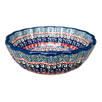A picture of a Polish Pottery Zaklady 6" Blossom Bowl (Exotic Reds) | Y1945A-ART150 as shown at PolishPotteryOutlet.com/products/6-daisy-bowl-exotic-reds-y1945a-art150