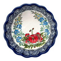 A picture of a Polish Pottery Zaklady 6" Blossom Bowl (Floral Crescent) | Y1945A-ART237 as shown at PolishPotteryOutlet.com/products/6-daisy-bowl-fields-of-flowers-y1945a-art237