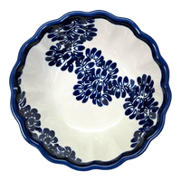 A picture of a Polish Pottery Zaklady 6" Blossom Bowl (Blue Floral Vines) | Y1945A-D1210A as shown at PolishPotteryOutlet.com/products/6-daisy-bowl-blue-floral-vines-y1945a-d1210a