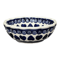 A picture of a Polish Pottery Zaklady 6" Blossom Bowl (Swirling Hearts) | Y1945A-D467 as shown at PolishPotteryOutlet.com/products/6-blossom-bowl-swirling-hearts-y1945a-d467