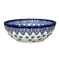 A picture of a Polish Pottery Bowl, Round, Blossom, 7" in "Falling Blue Daisies" by Zaklady | Y1946A-A882A as shown at PolishPotteryOutlet.com/products/7-blossom-bowl-falling-blue-daisies-y1946a-a882a