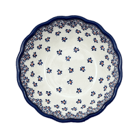 A picture of a Polish Pottery Bowl, Round, Blossom, 7" in "Falling Blue Daisies" by Zaklady | Y1946A-A882A as shown at PolishPotteryOutlet.com/products/7-blossom-bowl-falling-blue-daisies-y1946a-a882a