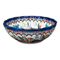 A picture of a Polish Pottery Zaklady 7" Blossom Bowl (Butterfly Bouquet) | Y1946A-ART149 as shown at PolishPotteryOutlet.com/products/wavy-7-bowl-butterfly-bouquet-y1946a-art149