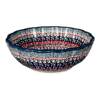A picture of a Polish Pottery Zaklady 7" Blossom Bowl (Exotic Reds) | Y1946A-ART150 as shown at PolishPotteryOutlet.com/products/wavy-7-bowl-exotic-reds-y1946a-art150