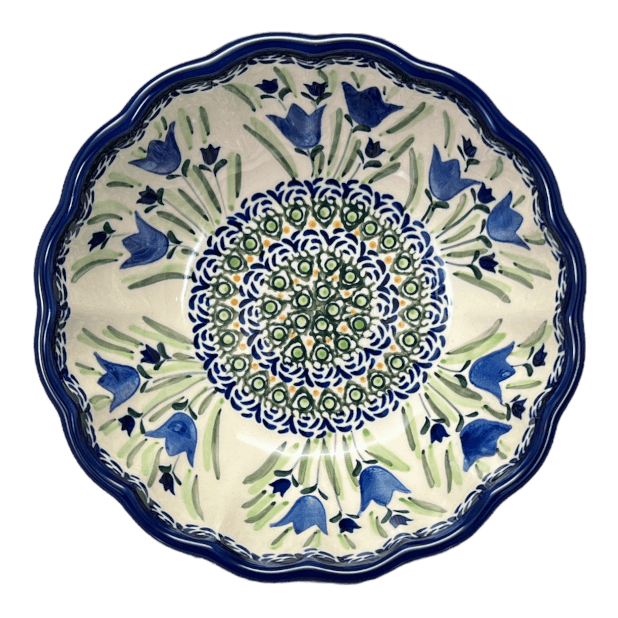 Bowl, Round, Blossom, 7" in "Blue Tulips" by Zaklady | Y1946A-ART160