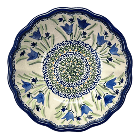 Polish Pottery Zaklady 7" Blossom Bowl (Blue Tulips) | Y1946A-ART160 Additional Image at PolishPotteryOutlet.com