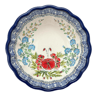 A picture of a Polish Pottery Bowl, Round, Blossom, 7" in "Floral Crescent" by Zaklady | Y1946A-ART237 as shown at PolishPotteryOutlet.com/products/wavy-7-bowl-fields-of-flowers-y1946a-art237