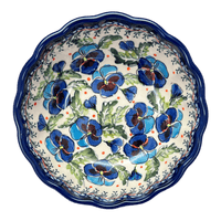 A picture of a Polish Pottery Zaklady 7" Blossom Bowl (Pansies in Bloom) | Y1946A-ART277 as shown at PolishPotteryOutlet.com/products/wavy-7-bowl-pansies-in-bloom-y1946a-art277