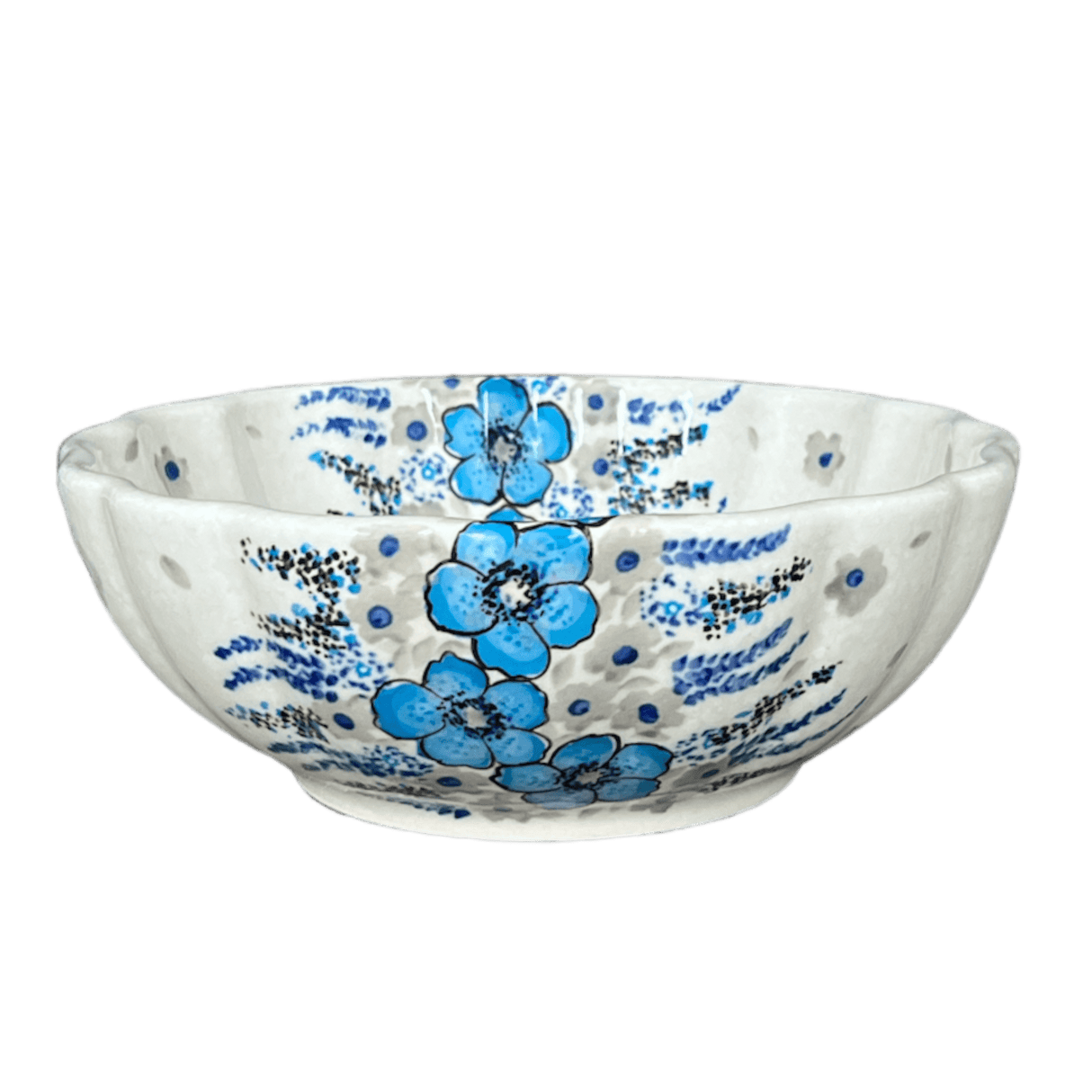 Bowl, Round, Blossom, 7" in "Something Blue" by Zaklady | Y1946A-ART374