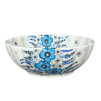 A picture of a Polish Pottery Zaklady 7" Blossom Bowl (Something Blue) | Y1946A-ART374 as shown at PolishPotteryOutlet.com/products/7-blossom-bowl-something-blue-y1946a-art374