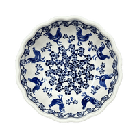 A picture of a Polish Pottery Bowl, Round, Blossom, 7" in "Rooster Blues" by Zaklady | Y1946A-D1149 as shown at PolishPotteryOutlet.com/products/7-blossom-bowl-rooster-blues-y1946a-d1149