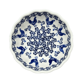 Polish Pottery Zaklady 7" Blossom Bowl (Rooster Blues) | Y1946A-D1149 Additional Image at PolishPotteryOutlet.com