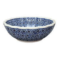 A picture of a Polish Pottery Bowl, Round, Blossom, 7" in "Ditsy Daisies" by Zaklady | Y1946A-D120 as shown at PolishPotteryOutlet.com/products/wavy-7-bowl-daisy-dot-y1946a-d120