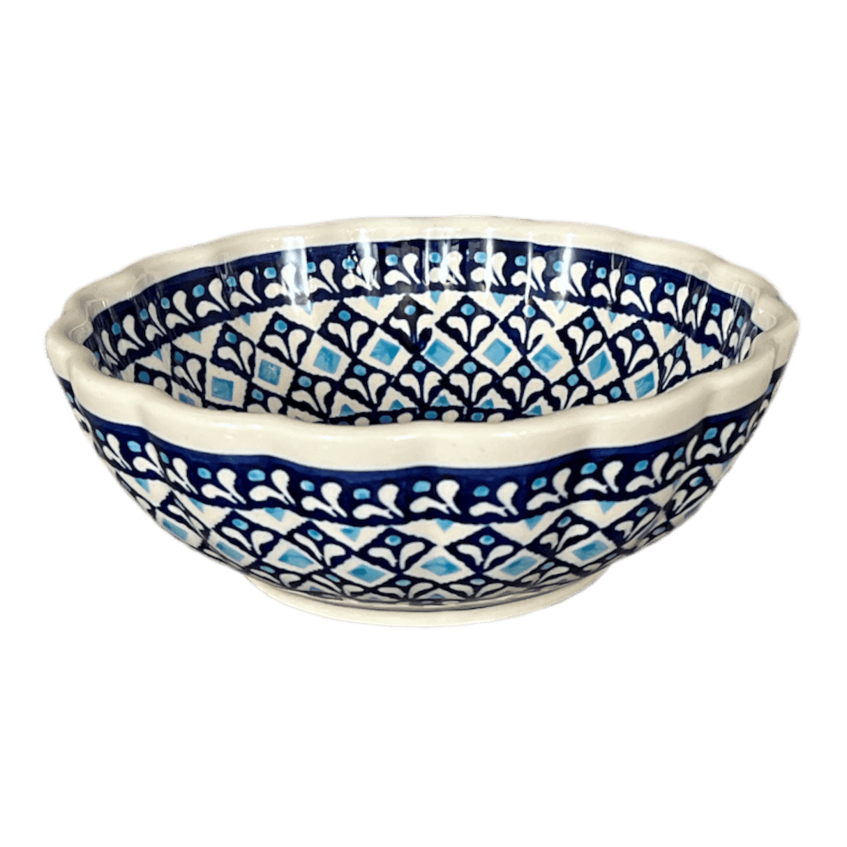 Bowl, Round, Blossom, 7" in "Mosaic Blues" by Zaklady | Y1946A-D910