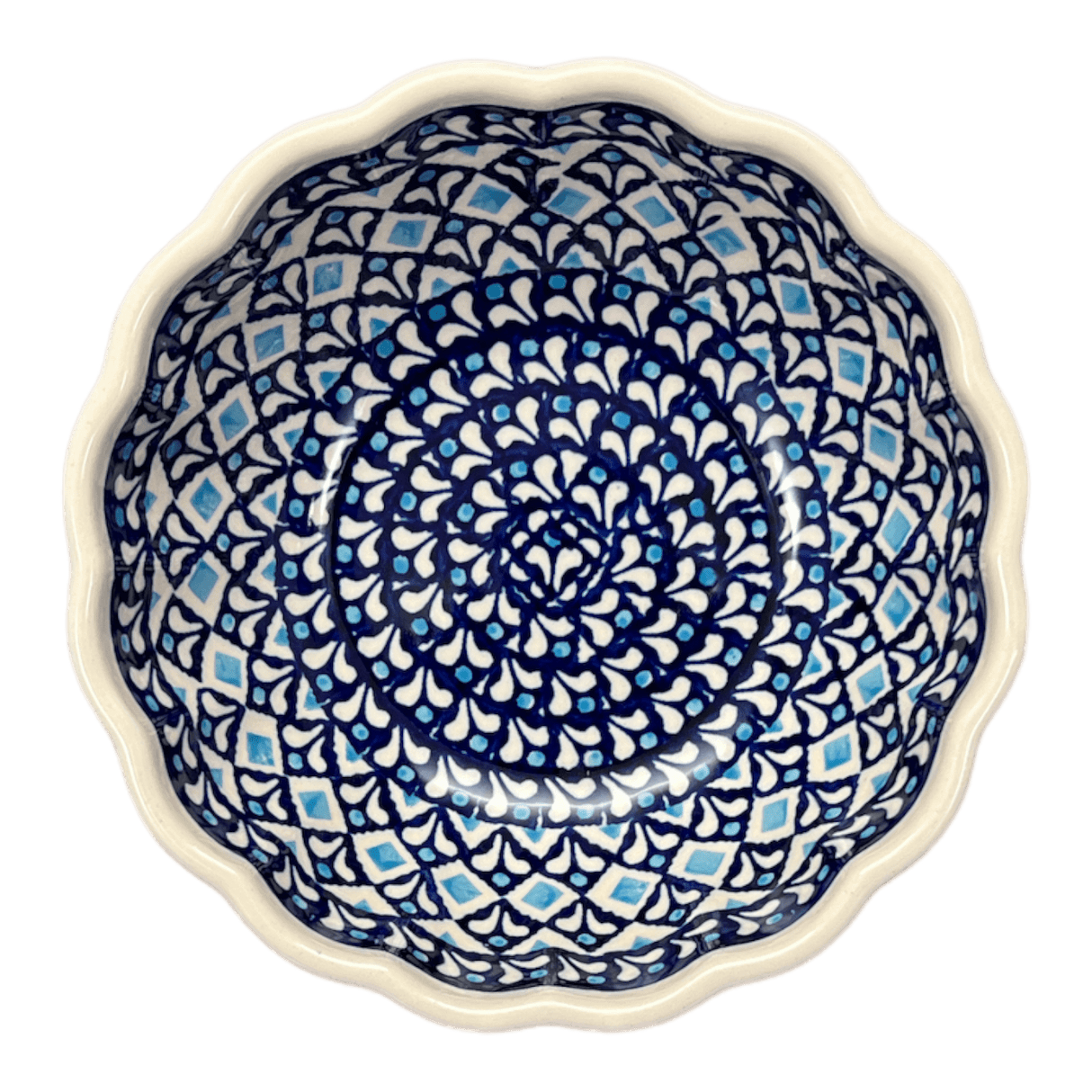 Bowl, Round, Blossom, 7" in "Mosaic Blues" by Zaklady | Y1946A-D910