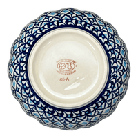 A picture of a Polish Pottery Zaklady 7" Blossom Bowl (Mosaic Blues) | Y1946A-D910 as shown at PolishPotteryOutlet.com/products/wavy-7-bowl-mosaic-blues-y1946a-d910