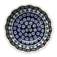 A picture of a Polish Pottery Zaklady 7" Blossom Bowl (Floral Pine) | Y1946A-D914 as shown at PolishPotteryOutlet.com/products/wavy-7-bowl-floral-pine-y1946a-d914