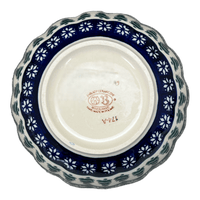A picture of a Polish Pottery 7" Blossom Bowl (Floral Pine) | Y1946A-D914 as shown at PolishPotteryOutlet.com/products/wavy-7-bowl-floral-pine-y1946a-d914