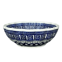 A picture of a Polish Pottery Bowl, Round, Blossom, 7" in "Grecian Dot" by Zaklady | Y1946A-D923 as shown at PolishPotteryOutlet.com/products/7-blossom-bowl-grecian-dot-y1946a-d923