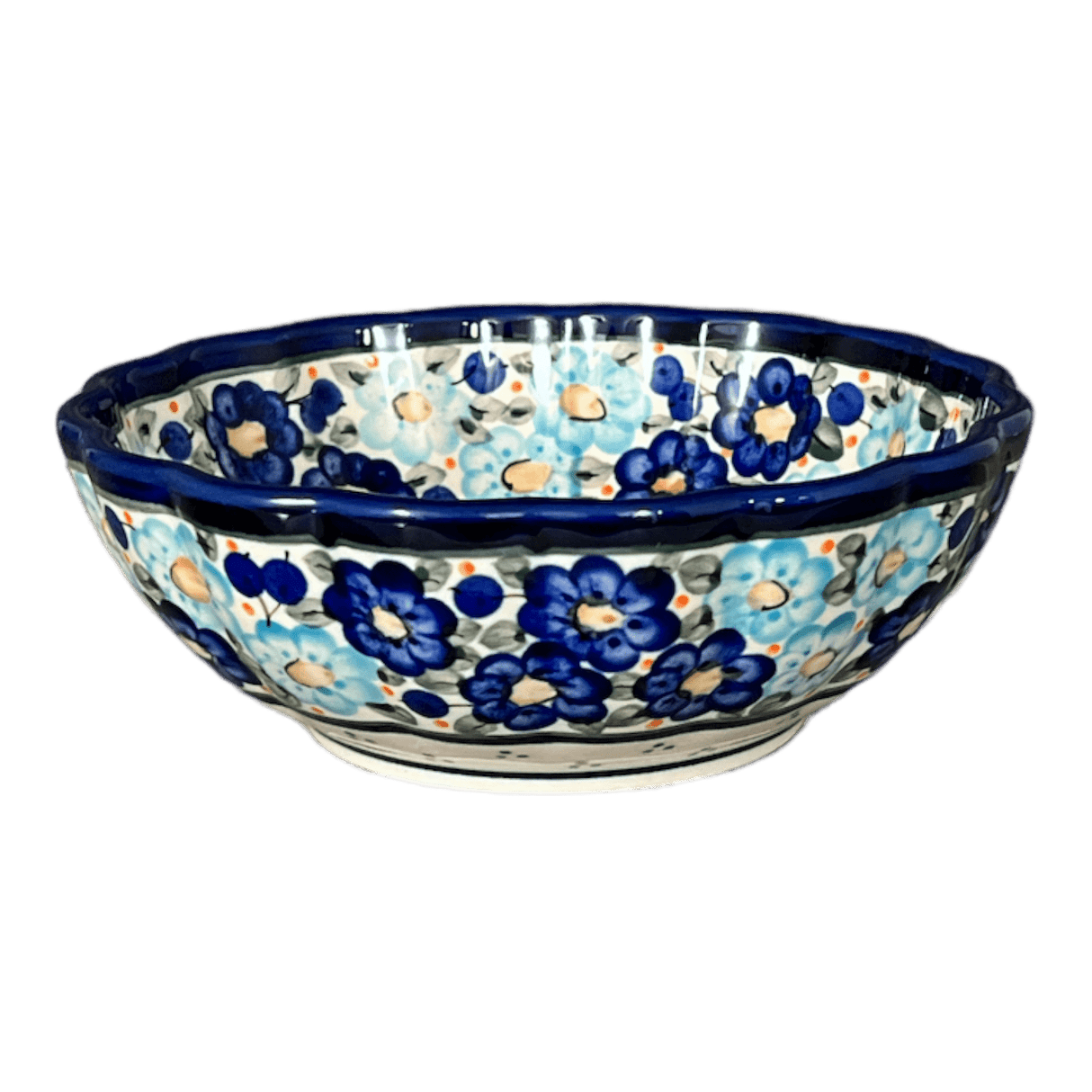 Bowl, Round, Blossom, 7" in "Garden Party Blues" by Zaklady | Y1946A-DU50