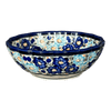 Polish Pottery 7" Blossom Bowl (Garden Party Blues) | Y1946A-DU50 at PolishPotteryOutlet.com