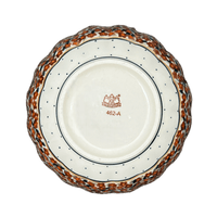A picture of a Polish Pottery Zaklady 7" Blossom Bowl (Orange Wreath) | Y1946A-DU52 as shown at PolishPotteryOutlet.com/products/7-blossom-bowl-orange-wreath-y1946a-du52