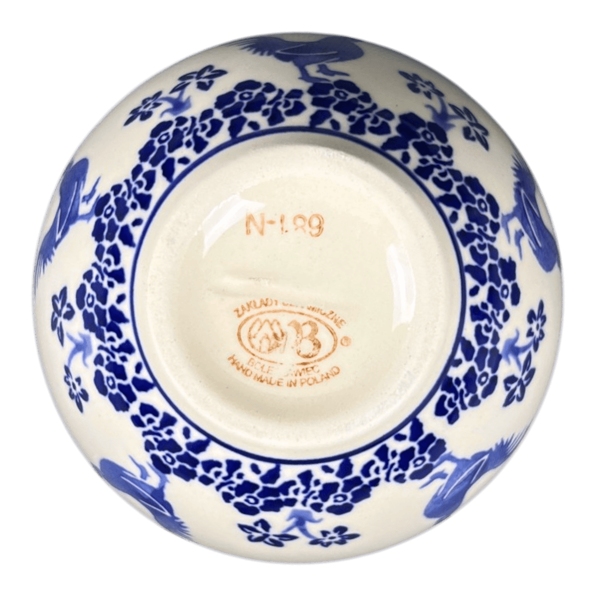 Bowl, Round, 4.5" in "Rooster Blues" by Zaklady | Y1953A-D1149