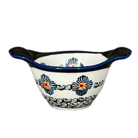 A picture of a Polish Pottery Zaklady 3.5" Small Bowl W/Handles (Mesa Verde Midnight) | Y1971A-A1159A as shown at PolishPotteryOutlet.com/products/3-5-small-bowl-w-handles-mesa-verde-midnight-y1971a-a1159a