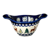 Polish Pottery Zaklady Small Bowl W/Handles (Evergreen Moose) | Y1971A-A992A at PolishPotteryOutlet.com