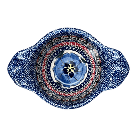 Polish Pottery Zaklady Small Bowl W/Handles (Bloomin' Sky) | Y1971A-ART148 Additional Image at PolishPotteryOutlet.com