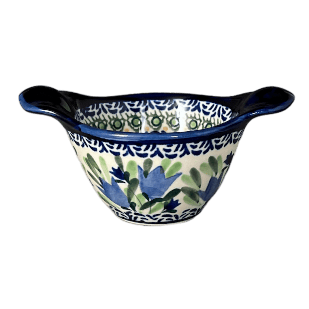 Bowl, Round, Handles, 3.5" Small in "Blue Tulips" by Zaklady | Y1971A-ART160