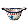 Polish Pottery Zaklady Small Bowl W/Handles (Circling Bluebirds) | Y1971A-ART214 at PolishPotteryOutlet.com